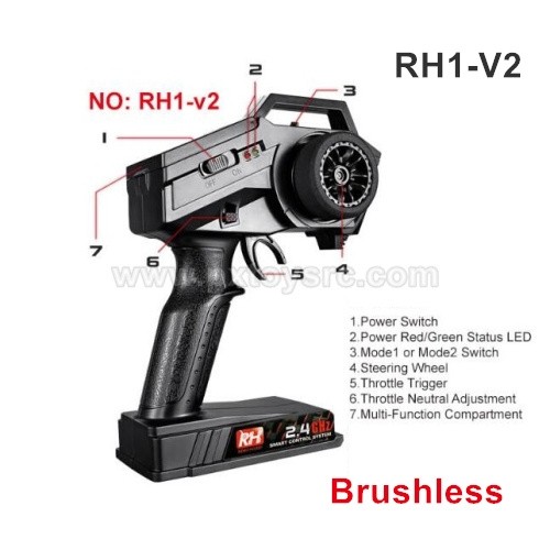 Remo Hobby RH1-v2 2.4G 2CH Transmitter Remote Control for 1651 1/16 Rc Car Vehicle Toy